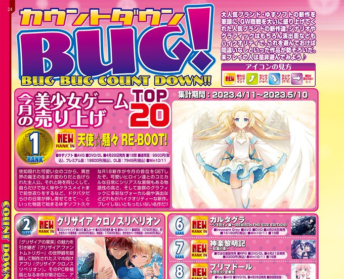 【BugBug】7月号掲載の美少女ゲーム売上げランキング＆5月号で募集した読者アンケート結果を大発表⭐️