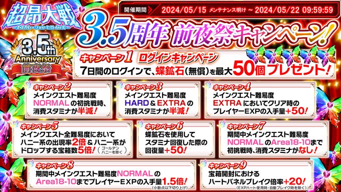 【超昂大戦 エスカレーションヒロインズ】3.5周年前夜祭キャンペーン開催中！