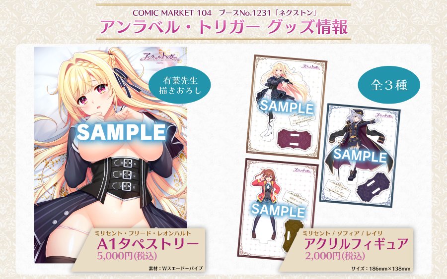 【Archive】COMIC MARKET 104にて『アンラベル・トリガー』のグッズを販売いたします✨