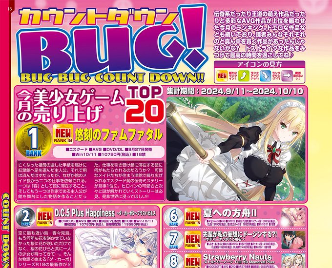 【BugBug】12月号掲載の美少女ゲーム売上げランキング＆10月号で募集した読者アンケート結果を大発表‼️
