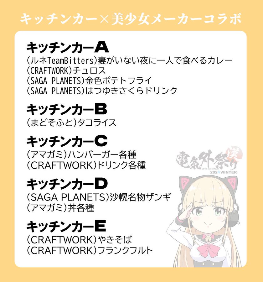 『電気外祭り2024WINTER』キッチンカーについて