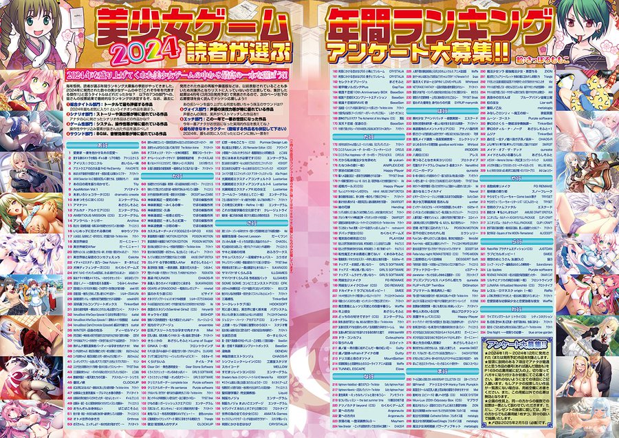 【BugBug】「美少女ゲーム2024年間ランキング」のアンケートを2月号で大募集‼️「お年玉BIGプレゼント2025」