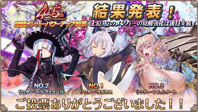 『エデンズリッターグレンツェ』4.5周年覚醒メンバーパワーアップ投票 結果発表！