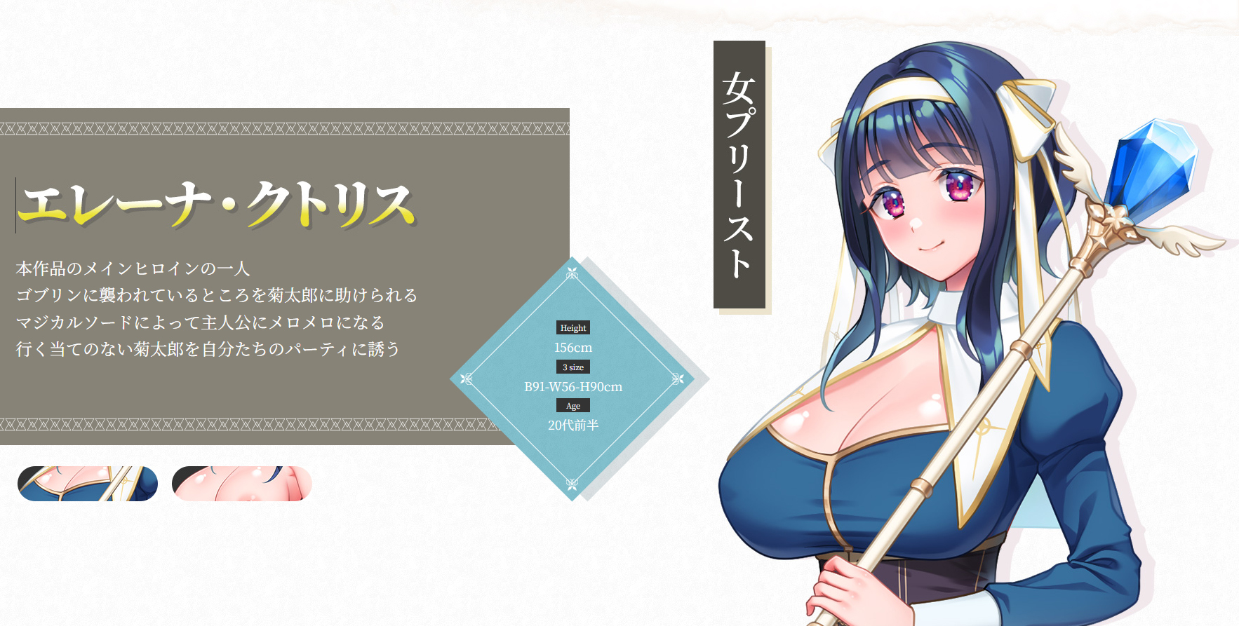 【クラウド】『俺だけ使える転生スキル【マジカルソード】でどんな巨乳もアクメ堕ち！』キャラクター紹介に『セルマ』を追加しました。