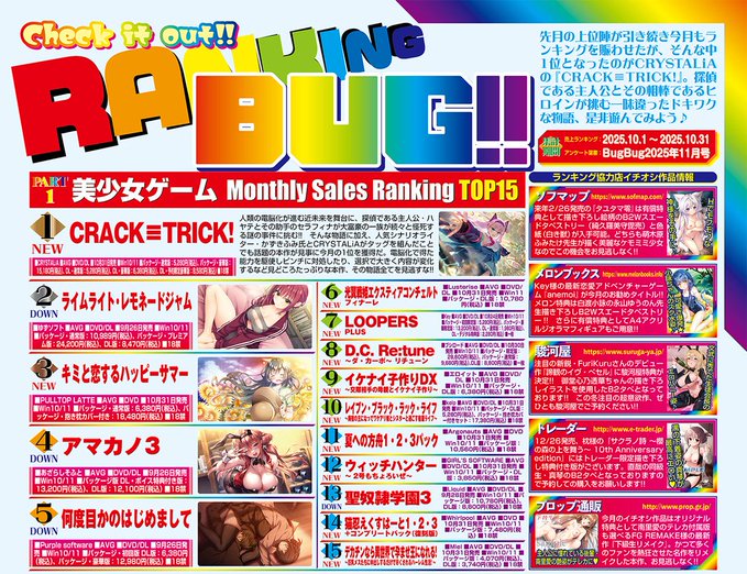 【BugBug】1月号掲載の美少女ゲーム売上げランキング＆11月号で募集した読者アンケート結果を大発表‼️