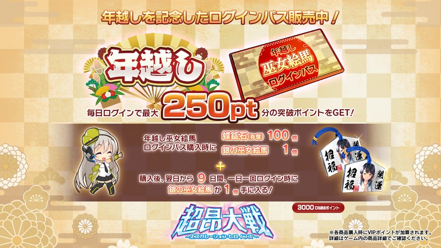 『超昂大戦 エスカレーションヒロインズ』25年越し巫女絵馬ログインパス