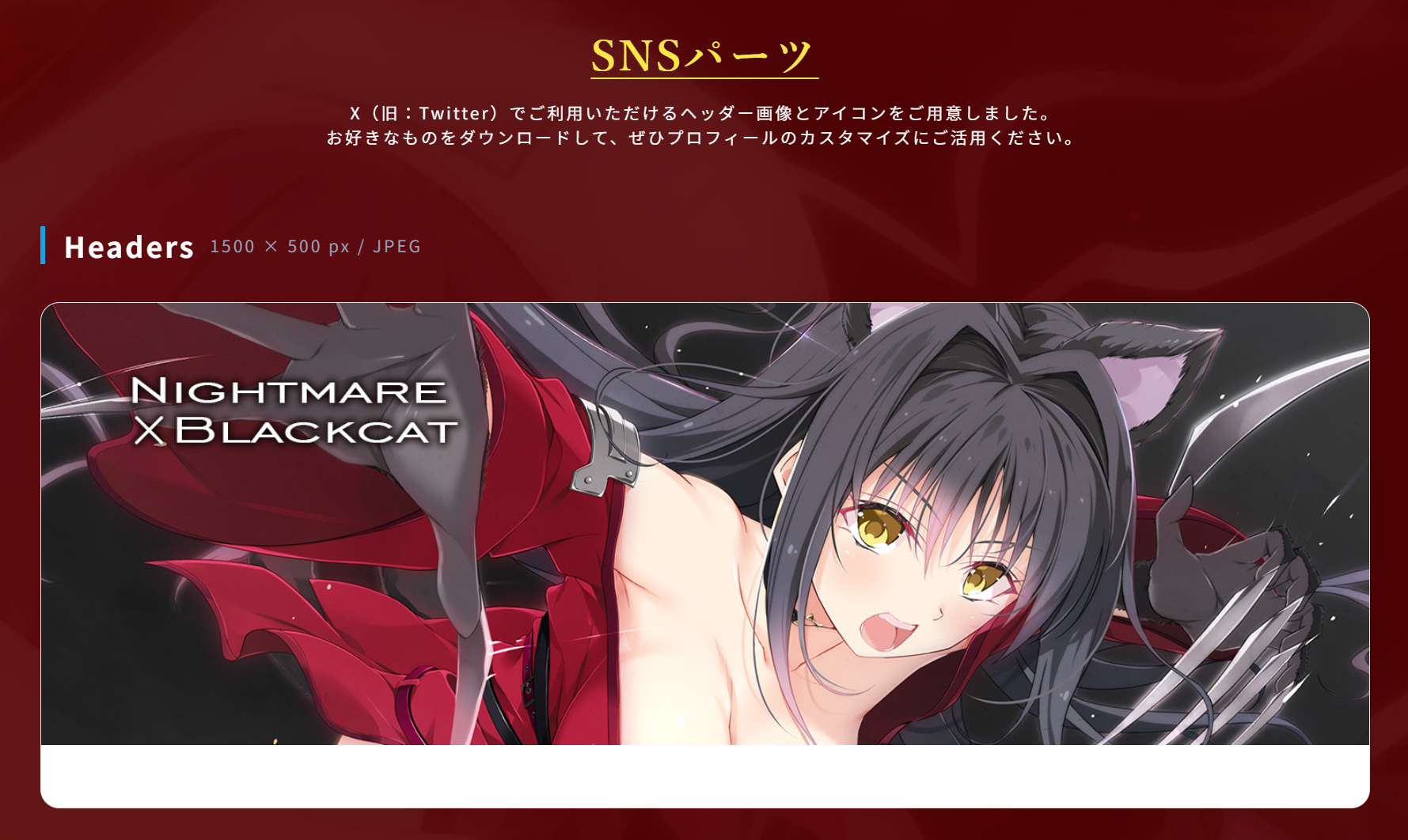 【Guilty】『Nightmare×BlackCat～追憶のビヨンド～』SNS用のアイコンとヘッダーを用意しました！
