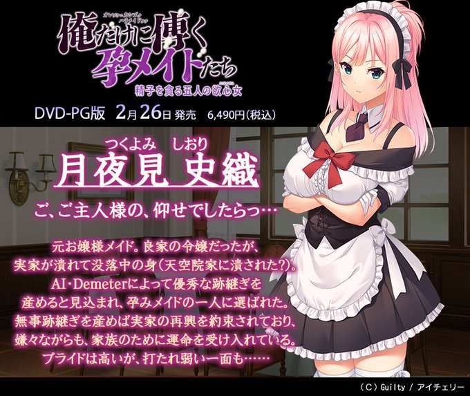 【アイチェリー】2/26発売『俺だけに傅く孕メイドたち』に登場する、メインのキャラクターたちの紹介です。
