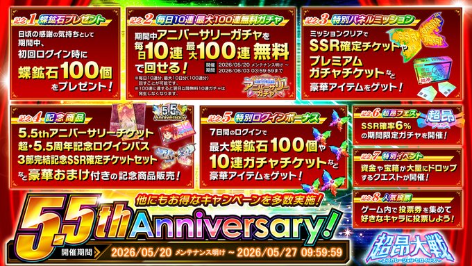 『超昂大戦 エスカレーションヒロインズ』5.5周年イベントを記念して、キャンペーンを実施します！