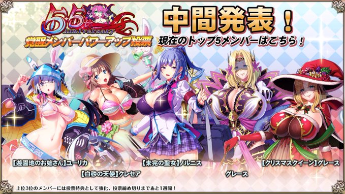 『エデンズリッターグレンツェ』「5.5周年覚醒メンバーパワーアップ投票」中間結果！