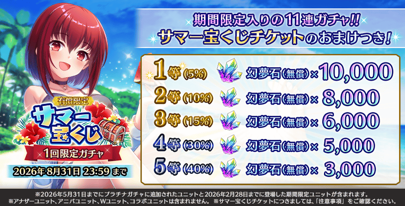 【Deep One 虚無と夢幻のフラグメント】ただいま『有償限定 サマー宝くじガチャ』が開催中です。