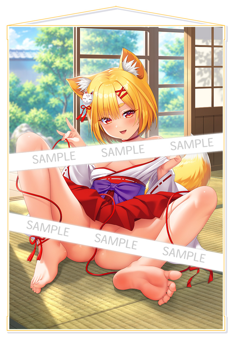 【クラウド】「きつ×みこ」タペストリーの絵柄カラーVer.を公開!